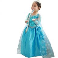 HNXDYY Princess Girls Elsa Costume Party Carnival Long Tail Fancy Dress Up