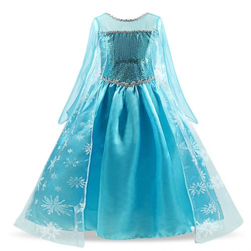  HNXDYY Princess Girls Elsa Costume Party Carnival Long Tail Fancy Dress Up