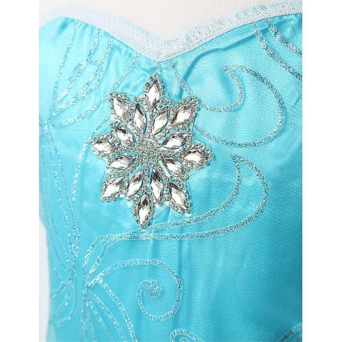  HNXDYY Princess Girls Elsa Costume Party Carnival Long Tail Fancy Dress Up