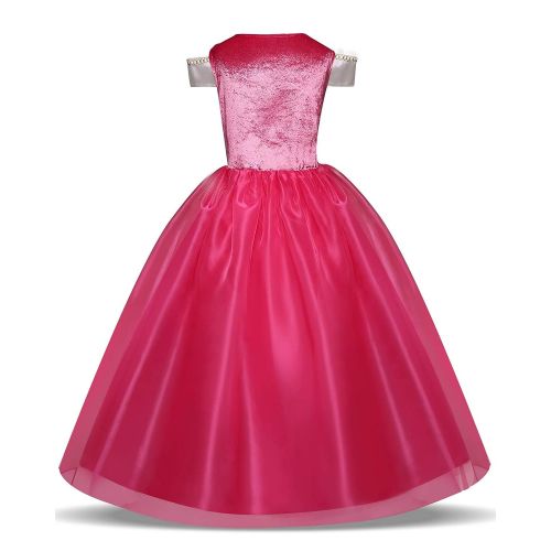  HNXDYY Girls Princess Aurora Dress Costume Carnival Party Elegant Dress Size 4-9 Years