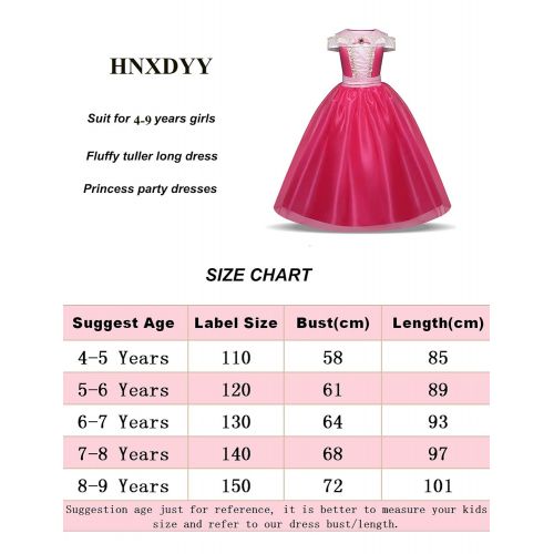  HNXDYY Girls Princess Aurora Dress Costume Carnival Party Elegant Dress Size 4-9 Years