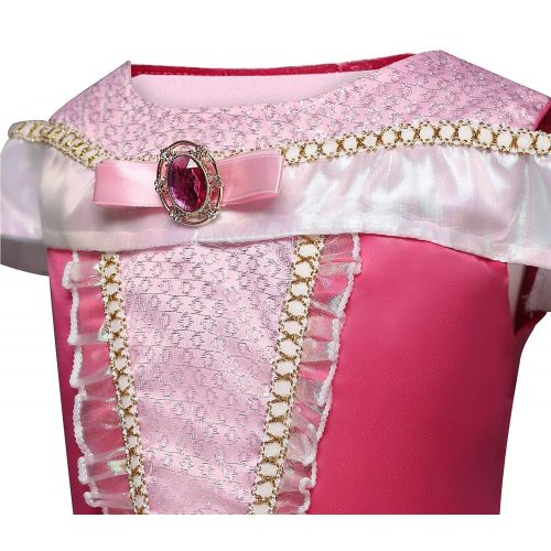  HNXDYY Girls Princess Aurora Dress Costume Carnival Party Elegant Dress Size 4-9 Years