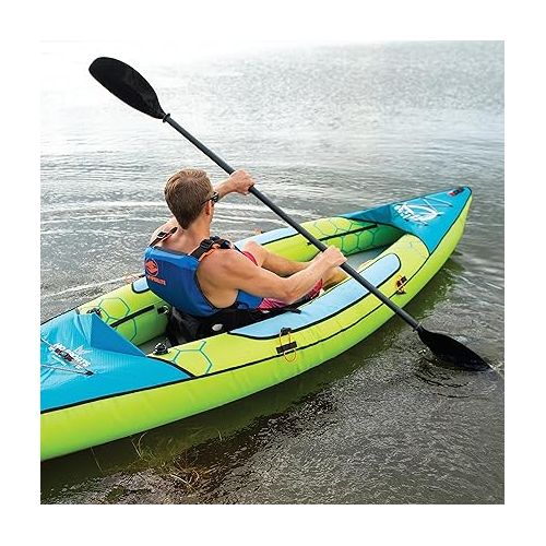  HO Sports Beacon Inflatable Kayak with Hand Pump, Adjustable Paddle & Carry Bag - Ergonomic High-Back Seat with Storage Holder & Built-in Fishing Rod Holder - 450 lbs Max Weight Capacity