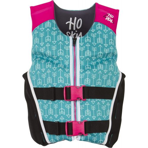  HO Sports 2019 Girls Youth Pursuit Neo Ski Wakeboard Wakesurf Vest Jacket Teal/Pnk/Black