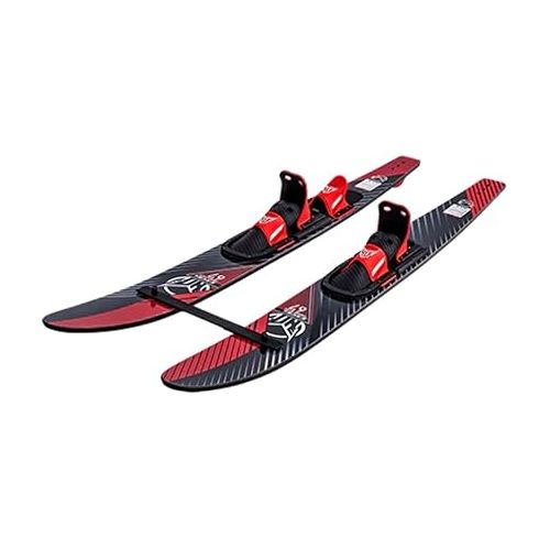  HO Sports Excel Combo Waterskis with Adjustable Horseshoe, Rear Toe Set Bindings,140 lbs +, Max Speed 26 mph, Red/Black