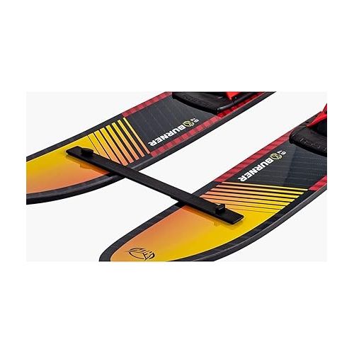  HO Sports Burner Combo Waterskis with Blaze Bindings, 140 lbs+, Max Speed 26 mph, Gold/Black