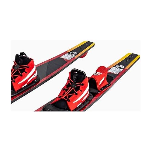  HO Sports Burner Combo Waterskis with Blaze Bindings, 140 lbs+, Max Speed 26 mph, Gold/Black