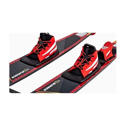  HO Sports Burner Combo Waterskis with Blaze Bindings, 140 lbs+, Max Speed 26 mph, Gold/Black