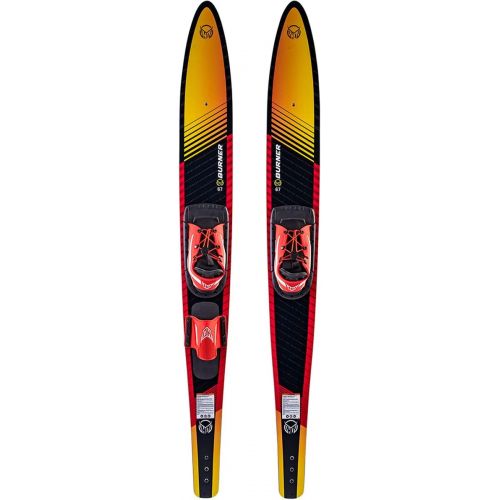  HO Sports Burner Combo Waterskis with Blaze Bindings, 140 lbs+, Max Speed 26 mph, Gold/Black