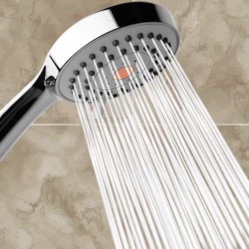  HO2ME High Pressure Handheld Shower Head with Powerful Shower Spray against Low Pressure Water Supply Pipeline, Multi-functions, w/ 79 Hose, Bracket, Flow Regulator, Chrome Finish