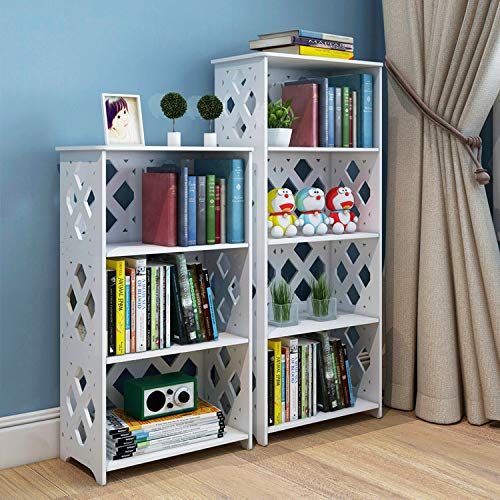  HOBBYN Storage Rack, Bookshelf 4-Cubes Book Shelf Office Storage Shelf Plastic Storage Cabinet