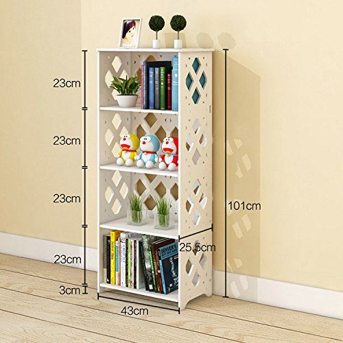  HOBBYN Storage Rack, Bookshelf 4-Cubes Book Shelf Office Storage Shelf Plastic Storage Cabinet