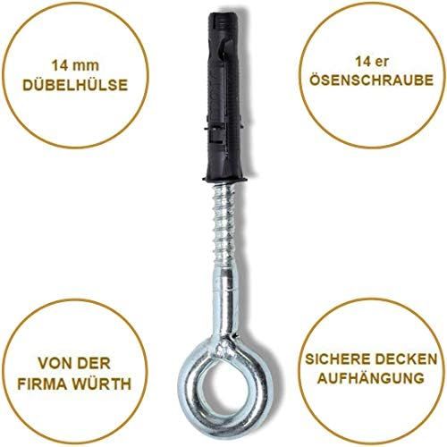  Besuchen Sie den HOBEA-Germany-Store HOBEA-Germany Hangesessel Aufhangung, Befestigungsset, Hangesessel Zubehoer, Befestigung mit Stahlfeder Aufhangungsset