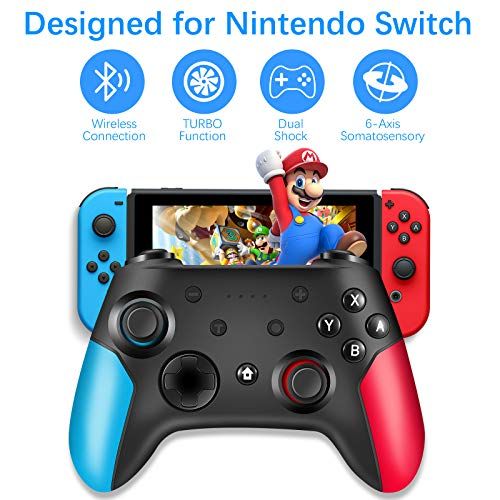  HOBFU Wireless Pro Controller for Switch/Switch Lite Remote Pro Controller Gamepad Joystick with Dual Vibration, Gyro Axis, Adjustable Turbo and Motion Support Wake Up