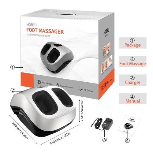  HOBFU Shiatsu Foot Massager with Switchable Heat Function and Deep-Kneading Massage Relief for Home Office Use