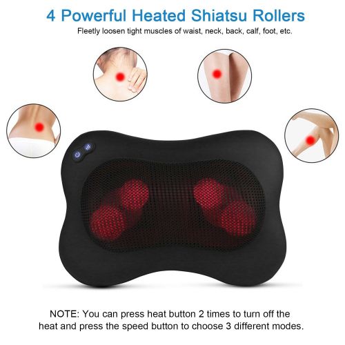  Shiatsu Pillow Massager for Back Neck Shoulder Massge Pillow with Optional Heat HOBFU Full Body...