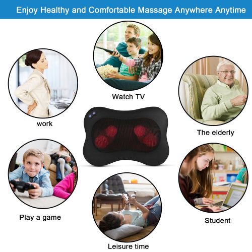  Shiatsu Pillow Massager for Back Neck Shoulder Massge Pillow with Optional Heat HOBFU Full Body...