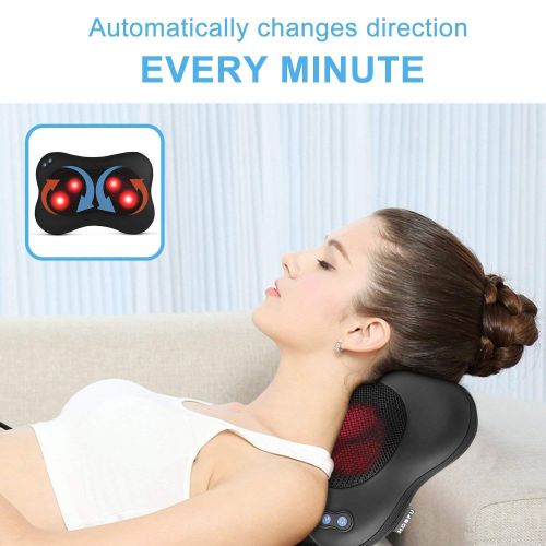  HOBFU Shiatsu Back Neck Massager Kneading Massage Pillow with Heat for Shoulders, Lower Back, Calf, Legs, Foot...