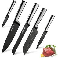 [아마존베스트]HOBO Kitchen Knife Set, Professional Knife Set, Stainless Steel Finish, Includes Chefs Knife, Bread Knife, Carving Knife, Utility Knife and Vegetable Knife (Pack of 5)