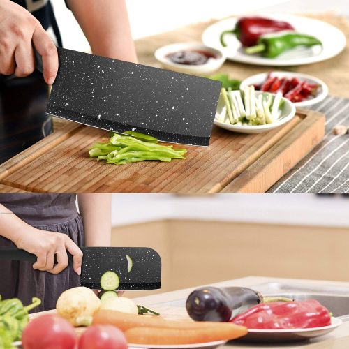  HOBO 17-Piece Knives, Stainless Steel Chef Knife Set with Acrylic Block Professional Non-slip Handle, Kitchen Scissors, Cooking Black Cutlery