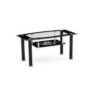 HODEDAH IMPORT Hodedah Two Tier Rectangle Tempered Glass Coffee Table, Black