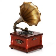 Hofeinz Retro Sculpture Nature Wood Mini Gramophone Portable Bluetooth-in USB Speaker