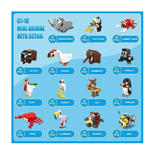  HOGOKIDS 30 Packs Party Favors for Kids - 867PCS Animals Building Blocks Sets for Classroom Prizes Goodie Bag Fillers Stocking Stuffers Birthday Valentines Easter Gifts for Kids Boys Girls 6+