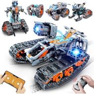 HOGOKIDS 5 in 1 STEM Building Set with LED Light - APP & Remote Controlled Cars Building Toys Kit, RC Robot Tank Sleigh Tracked Racer 604 PCS, Toy Gifts for Kids Boys Girls Ages 6 7 8 9 10 11 12+ Year