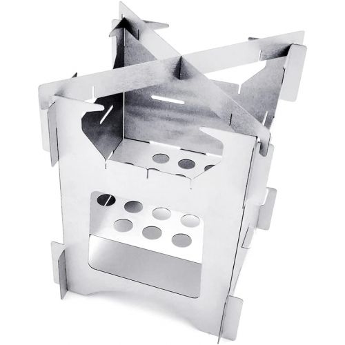  HOHOHANARO Foldable Camping Stove Ultralight Backpacking Stove Stainless Steel Camping Wood Cooking Portable Fire Stove for Outdoor