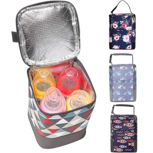  [아마존베스트]HOKEMP Baby Bottle Cooler Bag Insulated Zipper Lunch Bag Lightweight Closure Breast Milk Tote...