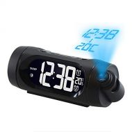 HOKUGA: Radio Projection Electronic Alarm Clock Workday Double Luminous Bedroom Sleeping Plastic Black Digital LCD Display Temperature