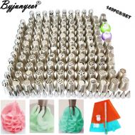 HOKUGA: 149PCS Stainless Steel Nozzles Pastry Icing Cake Piping Cake Decorating Tools Globular Nozzle 2 Pastry Bags 4 Couplers CS088
