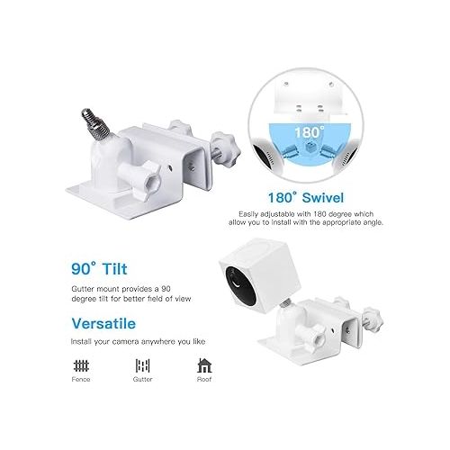  Weatherproof Gutter Mount for Wyze Cam Outdoor,HOLACA Wall Outdoor Mount Bracket Compatible with Wyze Camera (1 Pack, White)