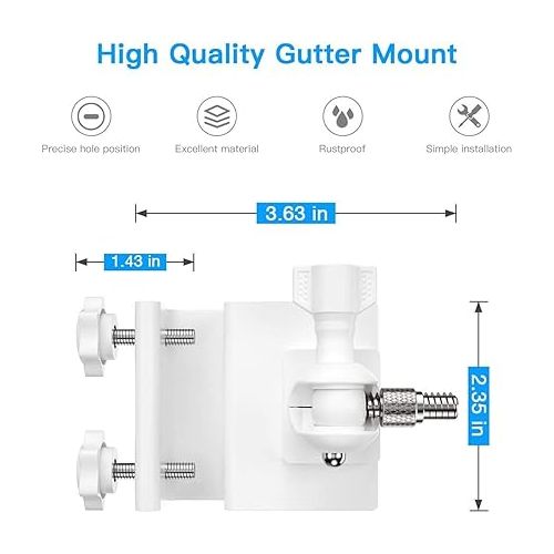  Weatherproof Gutter Mount for Wyze Cam Outdoor,HOLACA Wall Outdoor Mount Bracket Compatible with Wyze Camera (1 Pack, White)
