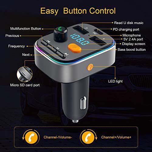  [아마존베스트]-Service-Informationen Holelei Car Bluetooth 5.0 Adapter Radio Transmitter with Dual USB Charger QC 3.0 Quick Charger FM Transmitter Hands-Free Kit with Microphone