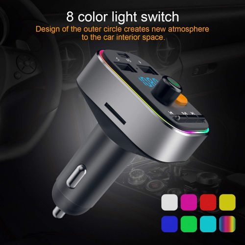  [아마존베스트]-Service-Informationen Holelei Car Bluetooth 5.0 Adapter Radio Transmitter with Dual USB Charger QC 3.0 Quick Charger FM Transmitter Hands-Free Kit with Microphone