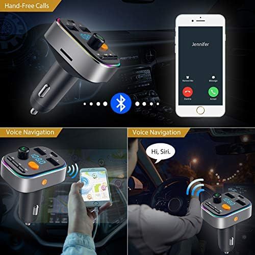  [아마존베스트]-Service-Informationen HOLALEI Bluetooth 5.0 Car Radio Transmitter Hands-Free Car Adapter with 3 USB Charger, Reading SD Card, USB Disk, for iOS and Android Normal Size