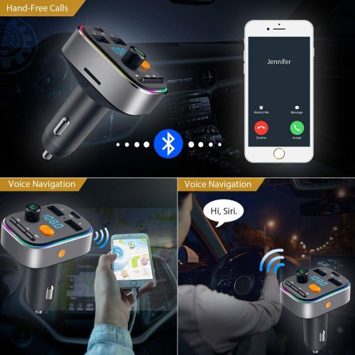  [아마존베스트]-Service-Informationen HOLALEI Bluetooth 5.0 Car Radio Transmitter Hands-Free Car Adapter with 3 USB Charger, Reading SD Card, USB Disk, for iOS and Android Normal Size