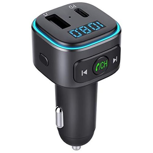  [아마존베스트]-Service-Informationen Holelei Bluetooth FM Transmitter, Car Bluetooth Radio Adapter Supports PD & USB (32G) Port Car Charger, with 7 Colour LED Backlit, Car Transmitter Bluetooth Adapter for iOS Android