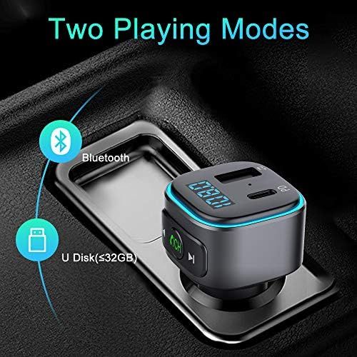  [아마존베스트]-Service-Informationen Holelei Bluetooth FM Transmitter, Car Bluetooth Radio Adapter Supports PD & USB (32G) Port Car Charger, with 7 Colour LED Backlit, Car Transmitter Bluetooth Adapter for iOS Android