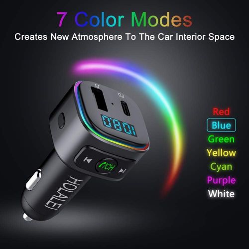  [아마존베스트]-Service-Informationen Holelei Bluetooth FM Transmitter, Car Bluetooth Radio Adapter Supports PD & USB (32G) Port Car Charger, with 7 Colour LED Backlit, Car Transmitter Bluetooth Adapter for iOS Android