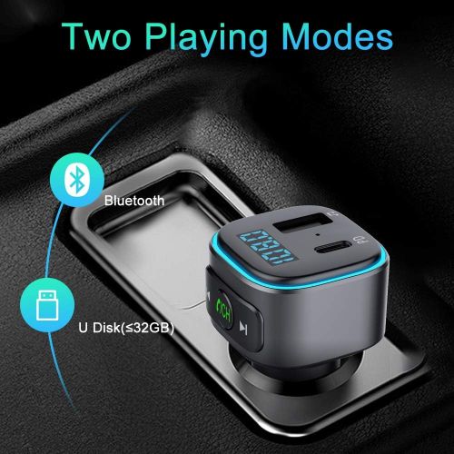  [아마존베스트]-Service-Informationen Holelei Bluetooth FM Transmitter, Car Bluetooth Radio Adapter Supports PD & USB (32G) Port Car Charger, with 7 Colour LED Backlit, Car Transmitter Bluetooth Adapter for iOS Android