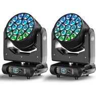 2 Packs of Stage Lights with 19LED x 40W Moving Heads Lighting, DJ Light Sound Activated with Remote & DMX Control for Disco Dance Hall Party Bar Performance Birthday Christmas Holiday