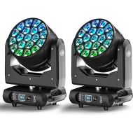 Moving Head Stage Lights LED 19 x 40W DJ Lighting Sound Activated with Remote & DMX Control for Disco Dance Hall Party Bar Performance Birthday Christmas Holiday(2 Pack)