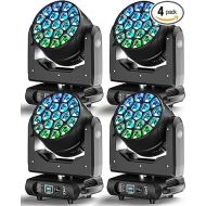 Stage Light Moving Heads Lighting LED 19 x 40W, DJ Light Sound Activated with Remote & DMX Control for Disco Dance Hall Party Bar Performance Birthday Christmas Holiday(4 Pack)