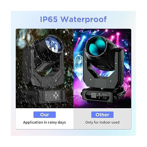  180W Moving Head DJ Light, IP65 Waterproof Stage Light, 14 Gobos 13 Colors & Channels Spotlights DMX 512 with Sound Activated Auto for Wedding DJ Disco Parties Nightclub Show Wedding Bar, 2PCS