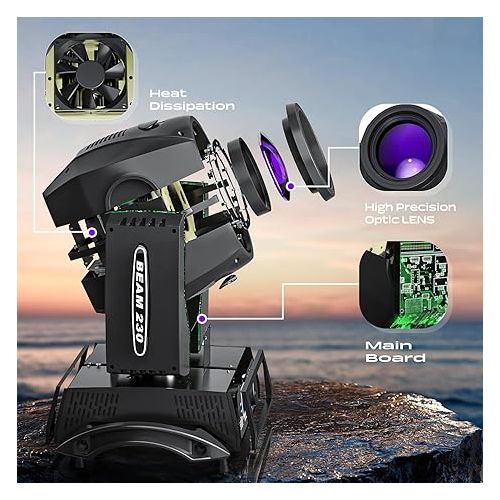  7R 230W Beam Sharpy Moving Head Light - 17 Gobos RGBW Beam Lights - 14 Colors Led Moving Head Light Dj Lights - 16CH DMX512 Sound Control for Church Wedding Disco Party