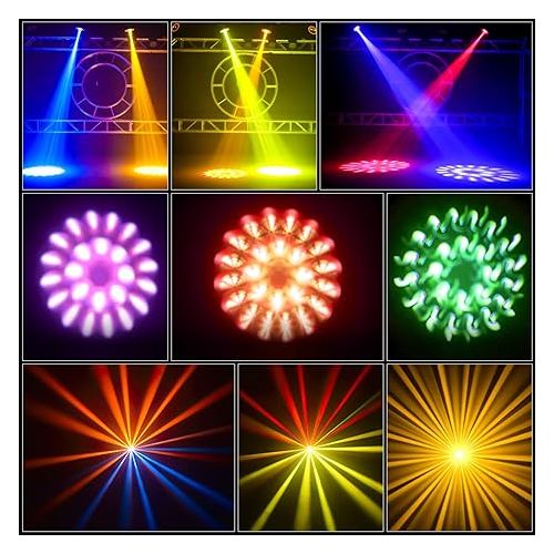  7R 230W Beam Sharpy Moving Head Light - 17 Gobos RGBW Beam Lights - 14 Colors Led Moving Head Light Dj Lights - 16CH DMX512 Sound Control for Church Wedding Disco Party