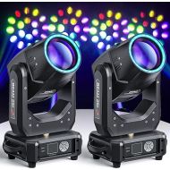 2Pcs 250W Moving Head Light DJ Lights 14 Gobos 10 Colors 18 Prisms Rainbow Effect 16 Channels DMX 512 and Sound Activated 0%-100% Linear dimming Stage Lighting for Wedding Church Live Show Bar