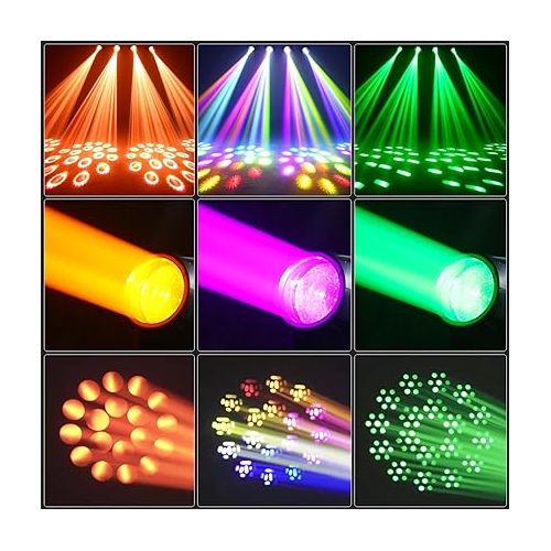  2Pcs 250W Moving Head Light DJ Lights 14 Gobos 10 Colors 18 Prisms Rainbow Effect 16 Channels DMX 512 and Sound Activated 0%-100% Linear dimming Stage Lighting for Wedding Church Live Show Bar